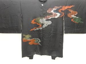 大正ロマン　漆道長取模様織出し一つ紋絵羽織